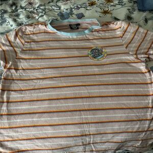 Santa Cruz Skateboards Kids T-Shirt - Pink, Orange, and White Stripes